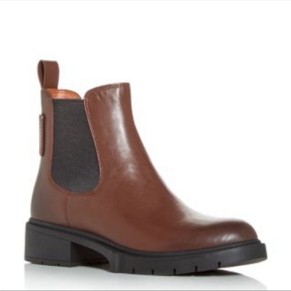 Coach Lyden Lug Chelsea Leather Boot Brown Women's 8.5B